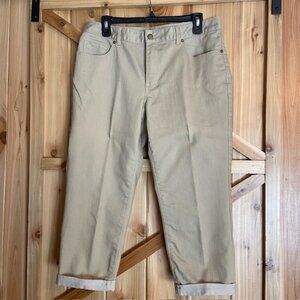 Women's Coldwater Creek Natural Fit Cropped Leg Jeans sz 12 Beige Stretch Denim